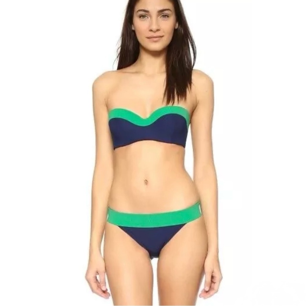 TORY BURCH Color-Blocked Navy & Green Bikini Set - Sz M